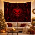 thumbnail image 3 of Sinister Jack-O'-Lantern With Glowing Red Face In Dark Mandala, Eerie Gothic For Halloween Lovers, Occult Pumpkin Artwork, Halloween Gift Tapestry Wall Hanging For Bedroom And Living Room, 3 of 7