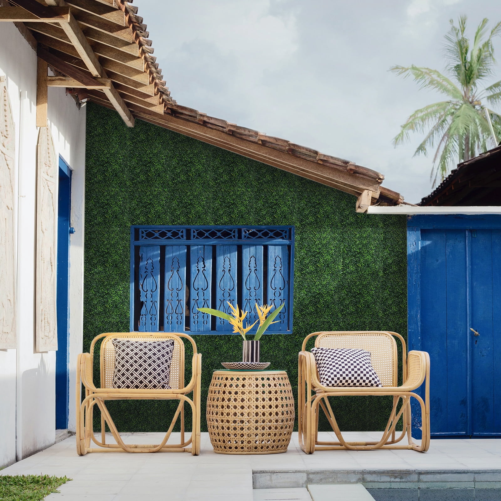 2-Layer Grass Wall Panels, 20"x 20"(10pcs) Artificial Green Wall Panel Backdrop Greenery Wall