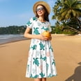thumbnail image 4 of Goofa Turtles And Seahorses Pattern Women Summer Short Sleeve Midi Dress with Pockets Casual Aline Flowy Tshirt Dress Vocation Beach Sundress, 4 of 6