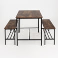 thumbnail image 3 of Chak’s Choice 3-Piece Dining Set: Combination table with two benches. Space-saving dining set ideal for compact spaces. Brown., 3 of 5