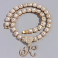 thumbnail image 1 of Collier Chaîne Tennis Carrée Lettre Cursive Initiale pour Femmes Hip Hop Cristal Glacé Collier Cubain Bijou, 1 of 6