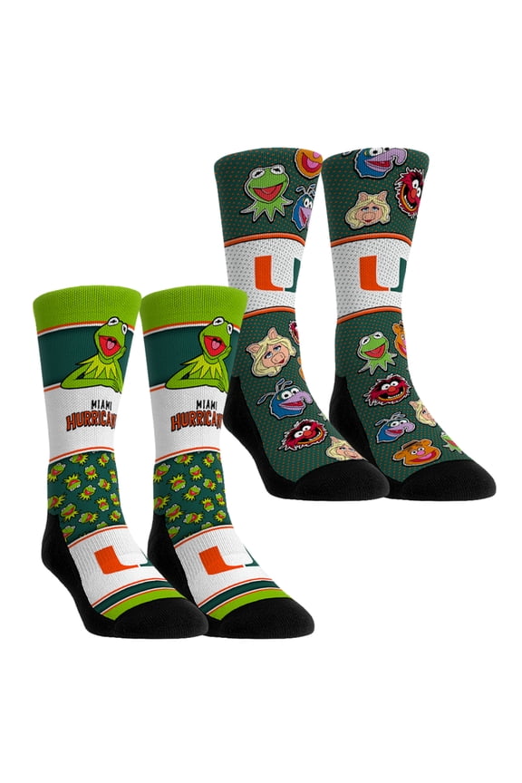 Unisex Rock Em Socks Miami Hurricanes Muppets 2-Pack Crew Socks Set