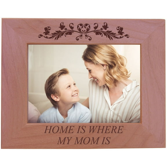 CustomGiftsNow Home is where my mom is - Wood Picture Frame - Fits 5x7 Inch Picture (Horizontal)
