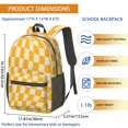 thumbnail image 3 of Orange and Cream Wavy Checkered 17" School Backpacks for Teens,Waterproof Oxford Fabric,S-Shape Padded Straps for School,Travel,Hiking,Camping, 3 of 6