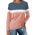 thumbnail image 2 of Shirts for Women Women's Color Block Tunic Tops Casual Long Sleeve Shirts Round Neck Pullover, 2 of 7