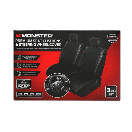 Monster Seat Cover - 2pk with Steering Wheel Cover