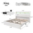 thumbnail image 3 of SIBEDS King Upholstered LED Bed Frame with Storage Drawers & Wingback Headboard, White PU Finish, RGB Lights, 1200 lbs, No Box Spring, 3 of 9