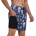thumbnail image 2 of Sikiie crystal cool Skull flower Print Men's Double Layer Swimming Trunks, Adjustable Waistband and Pockets Sports Swimming Trunks, Beach Swimwear-XX-Large, 2 of 6