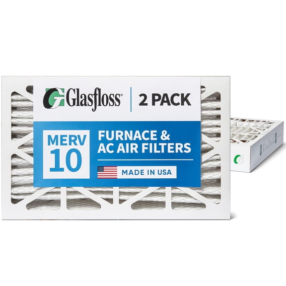 2 Pack of 12x24x4 MERV 10 Pleated 4" Inch Air Filters by Glasfloss. Actual Size: 11-3/8 x 23-3/8 x 3-3/4