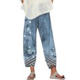thumbnail image 2 of ITSAME Womens Plus Size Wide Leg Pants Elastic Waist Floral Print Lightweight Ladies Loose Casual Pants Blue Size XL, 2 of 6