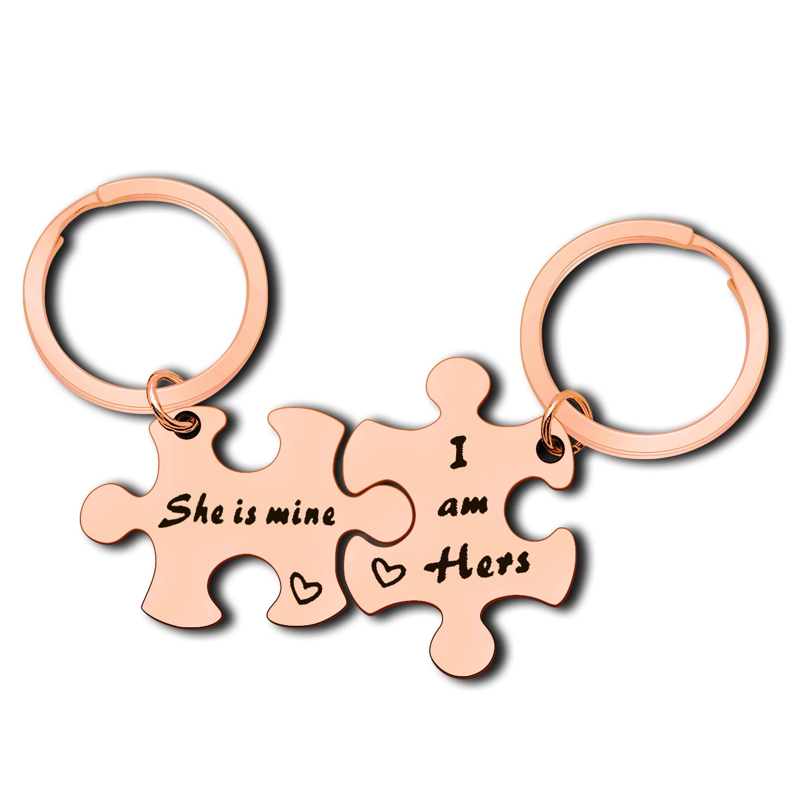 Lesbian Couples Gifts I am Hers She is Mine Puzzle Couple Keychain Set LGBT Lesbian Girlfriend Wife Wedding Gift Gay Lesbian Couples Jewelry Engagement Valentines Day Gifts LGBT Gifts for Girlfriend - image