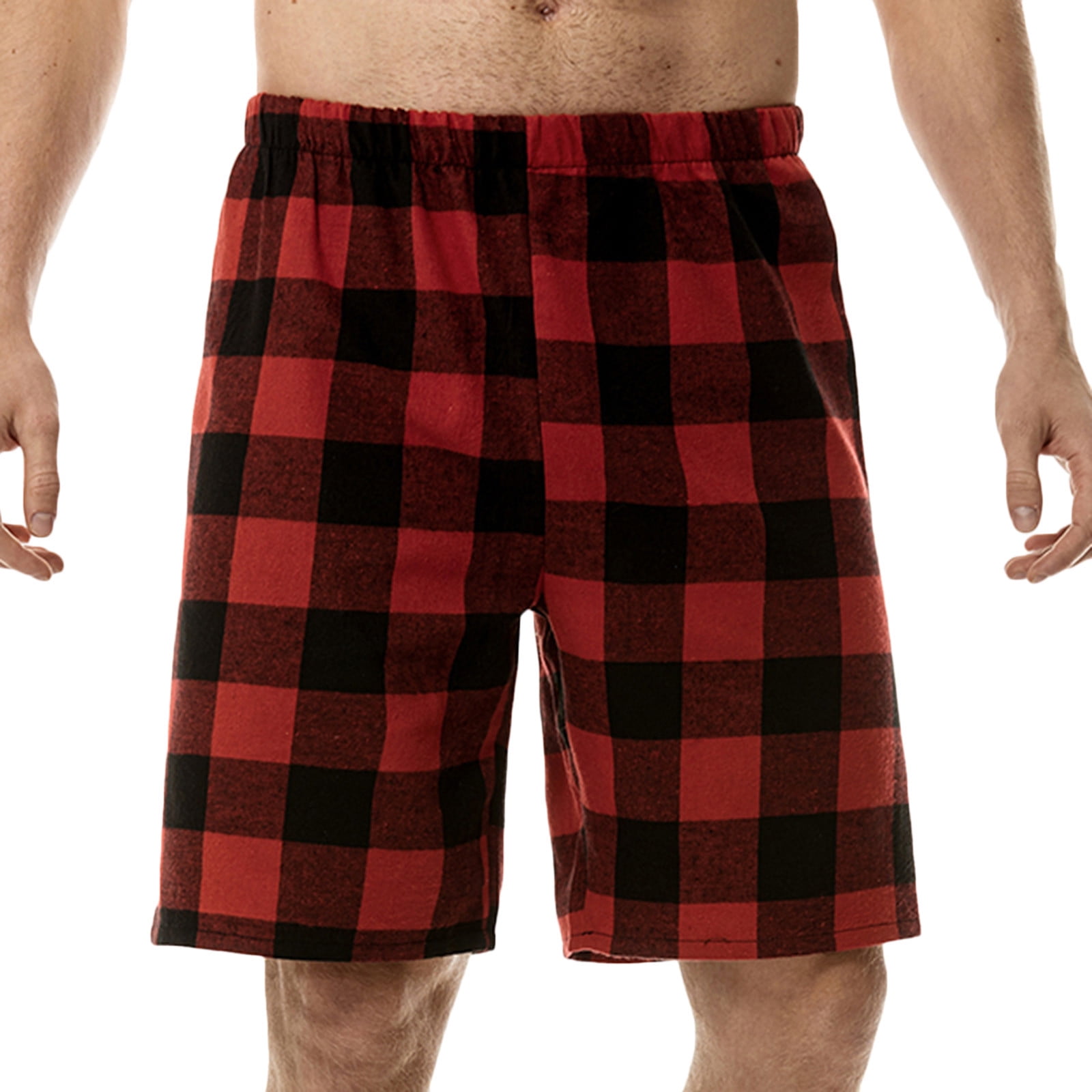 DxhmoneyHX Men's Plaid Pajama Shorts Light Weight Flannel Soft Lounge ...