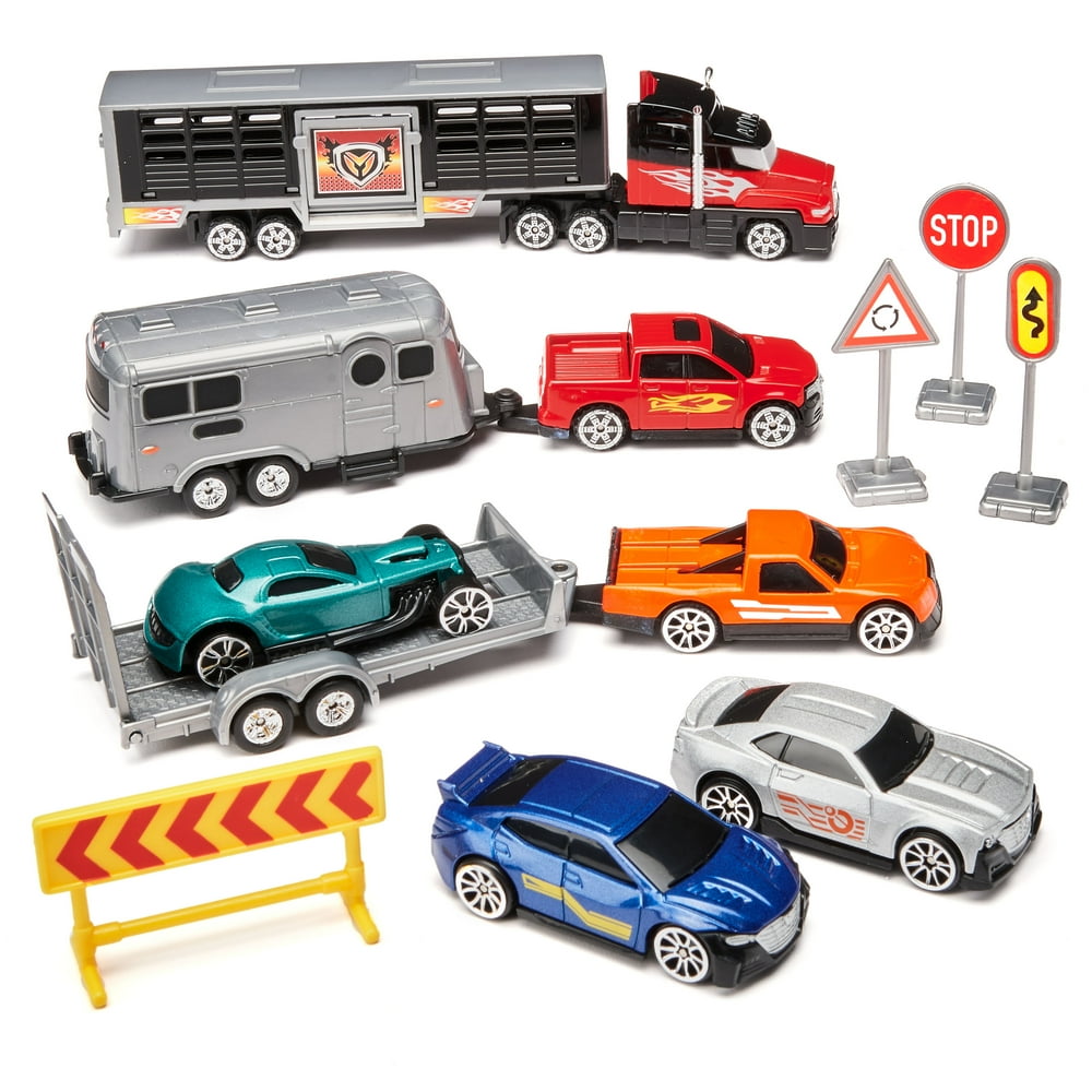 Adventure Force DieCast Transporter Play Set, 12 Pieces