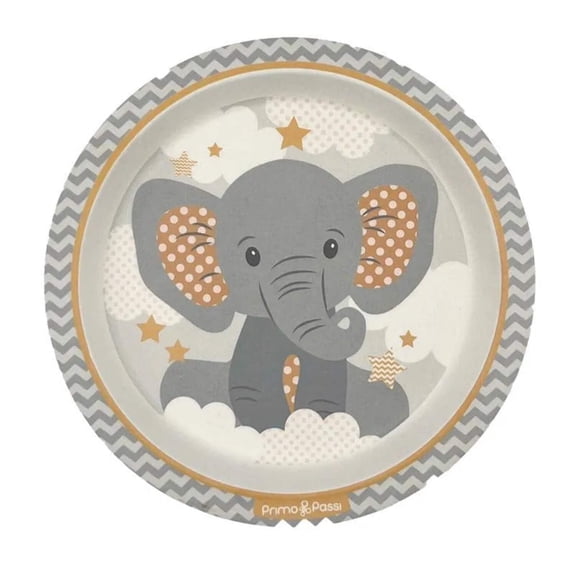 Primo Passi Bamboo Fiber Toddler Suction Plate, Baby Feeding Plate, Little Elephant