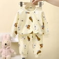 thumbnail image 2 of ZHANGDER Baby Boy Clothes 2T 3T Boys Winter Long Sleeve Cartoon Print Outfit Set Comfortable Homewear, Coffee 2-3 Years, 2 of 3