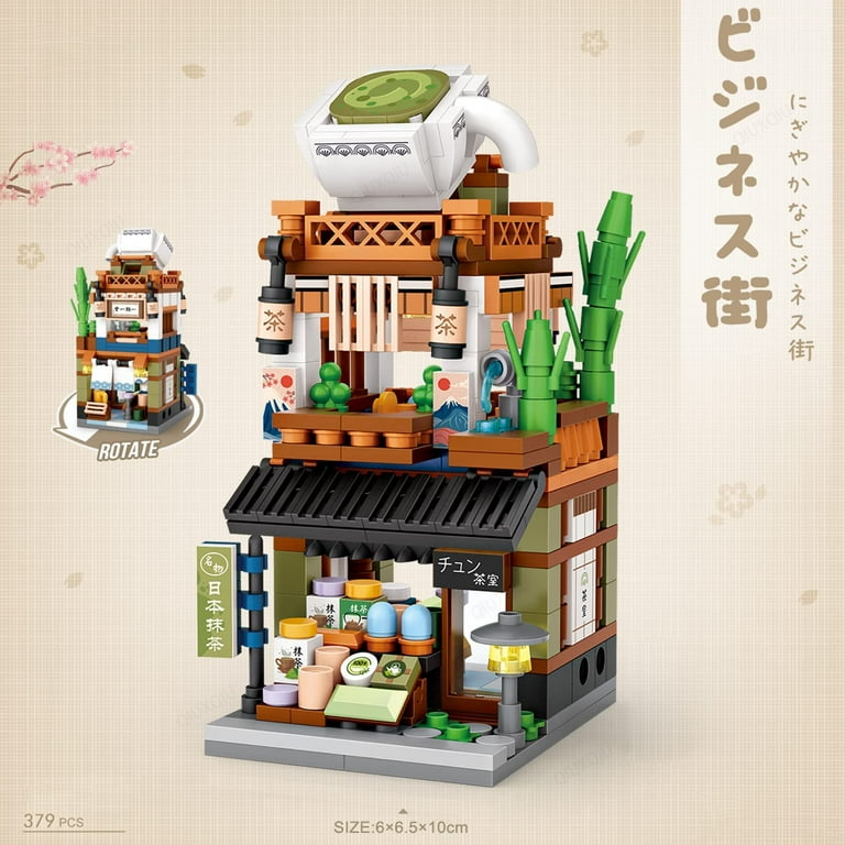 NICKSUN Building Blocks Set Japanese Street View Mocha Shop