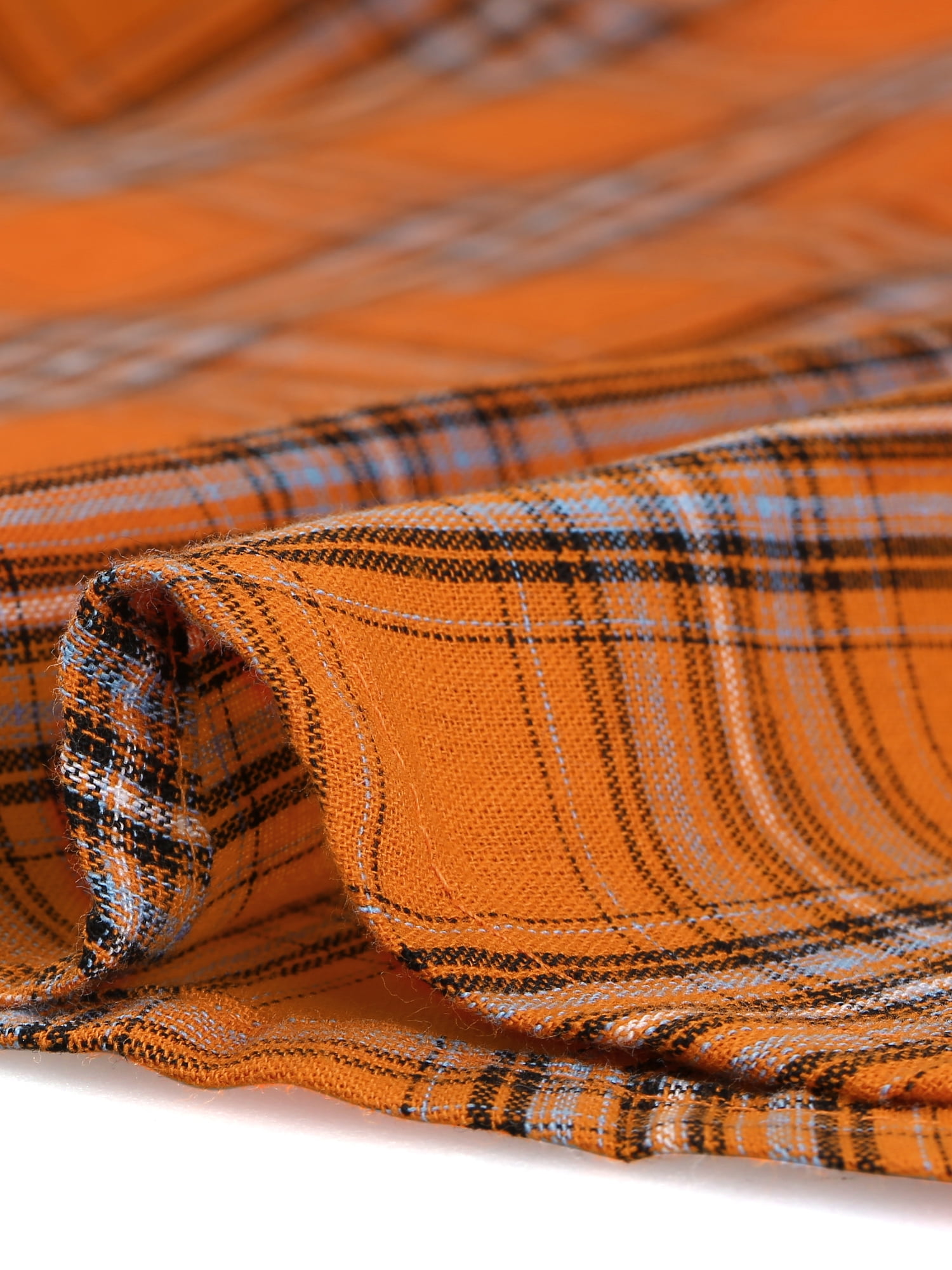 DARING DIVA Women's Casual Boyfriend Plaid Button Down Flannel Shirt M Orange