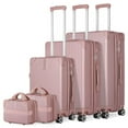 thumbnail image 6 of Hikolayae Sunshine Collection Hardside Spinner Luggage Sets in Stripe Champagne, 5 Piece - TSA Lock, 6 of 8