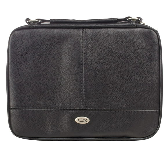 Two-fold Black Faux Leather Organizer Bible Cover