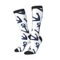 thumbnail image 2 of Easygdp Navy Blue Anchor Soccer Socks Sport Knee High Socks Calf Compression Athletic Socks for Men and Women, 2 of 9