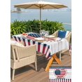 thumbnail image 5 of Outdoor Tablecloth with Umbrella Hole for Patio/Picnic/Party/Camping, Love Heart Independence Day Waterproof Table Cloth Rectangle Table Cover Washable, 4th of July Stars Wooden (60"x 102"), 5 of 9