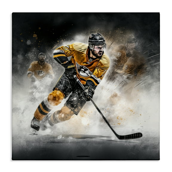 Stupell Industries Hockey Player Athlete People Painting Wrapped Canvas Art Print Wall Art, 17 x 17