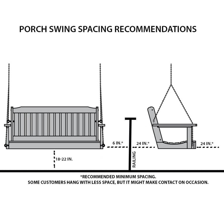 LA Swings Cypress Roll Back Porch Swing, Foot, Unfinished