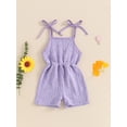 thumbnail image 5 of Aojekbee Baby Girls Summer Casual Jumpsuits Infant Sleeveless Solid Color Short Cami Playsuits, 5 of 10
