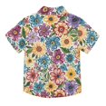 thumbnail image 2 of Dailycode Small Short Sleeve Button Down Shirts Vibrant Colorful Blooming Flowers Casual Shirt 3-10 Years, 2 of 9