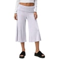 thumbnail image 2 of Dwellite Wide Leg Cropped Pants for Women Low Rise Fold Over Stretch Pants for Summer Beach Holiday Streetwear Light pink 2XL, 2 of 8