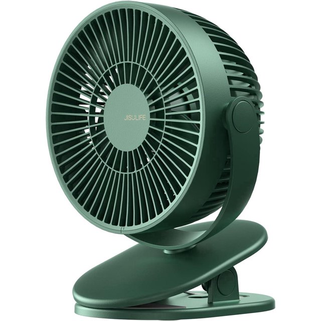Mini ventilador de pinza, pequeño ventilador USB con batería recargable de 4000 mAh, 4 velocidades, máximo 14 horas, pequeño y silencioso para cama, escritorio, cochecito - Verde oscuro