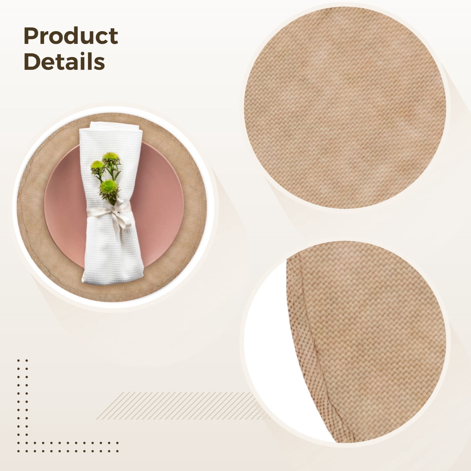 30 PCS Round Burlap Placemats, 12 in Natural Jute Table Mats for Rustic Wedding Decor, Farmhouse Dining Setup, Picnic Events, Kitchen Table Settings, Reusable Charger Plate Mats