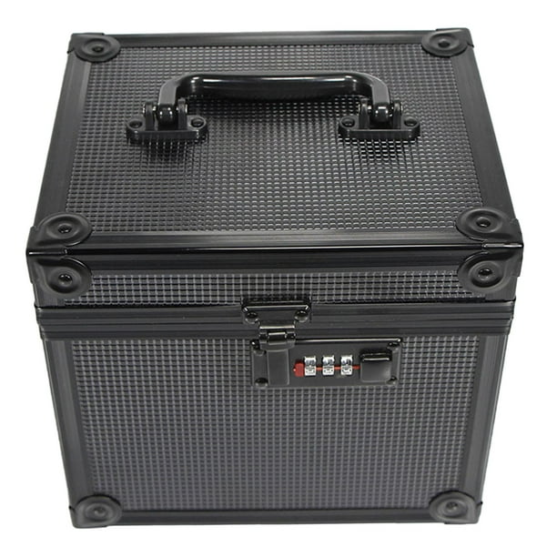 Caja de almacenamiento de tarjetas clasificadas Caja de colección de tarjetas Bloqueo de contraseña Coleccionable de tarjetas portátil Negro