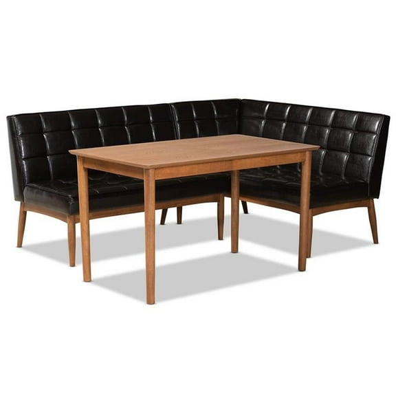 Bowery Hill Brown Finished Wood 3-Piece Dining Nook Set