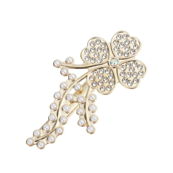 Unique Bargains 1 Pc Four-leaf Clovers Hair Clips for Home Gold Tone