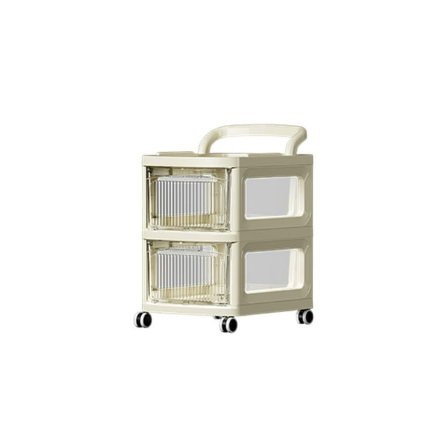 Multi-Layer Transparent Storage Cart with Wheels, Mobile Organizer for Kitchen or Bathroom (76x34x25.5cm)
