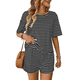 thumbnail image 3 of Conjunto de Pijama de 2 Piezas de Corta con Rayas de Verano, Color Negro, Talla L, 3 of 9