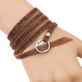 thumbnail image 4 of Ayyufe Women's Men's Leather Bracelet Vintage Multilayer Letter Bangle Cuff, 4 of 7
