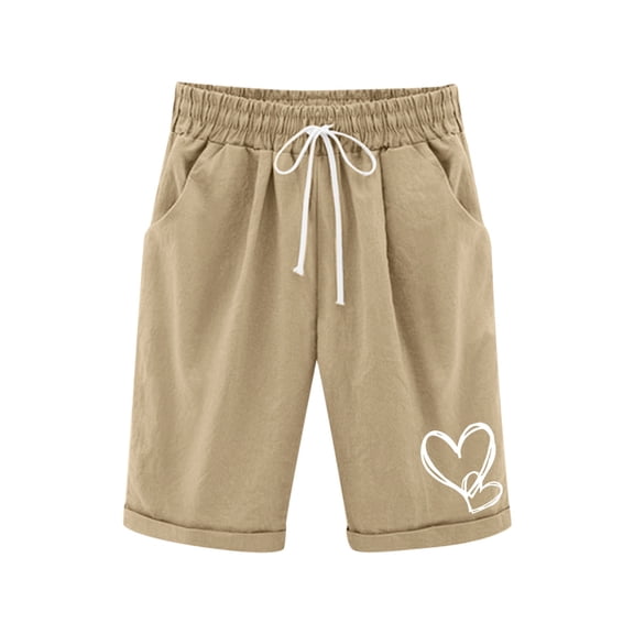 FAHXNVB Girls Bermuda Shorts Drawstring Elastic Waist Cotton Linen Casual Breathable Athletic Shorts Summer Solid Color Fashion Comfortable Shorts with Pockets 4-14 Years