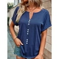 thumbnail image 6 of Summer Saving Wycnly Womens Blouses and Tops Dressy Plus Size Button Down Breathable Tunic Shirts 2024 Summer V-Neck Short Sleeve Solid Casual Blouses Blue s, 6 of 7