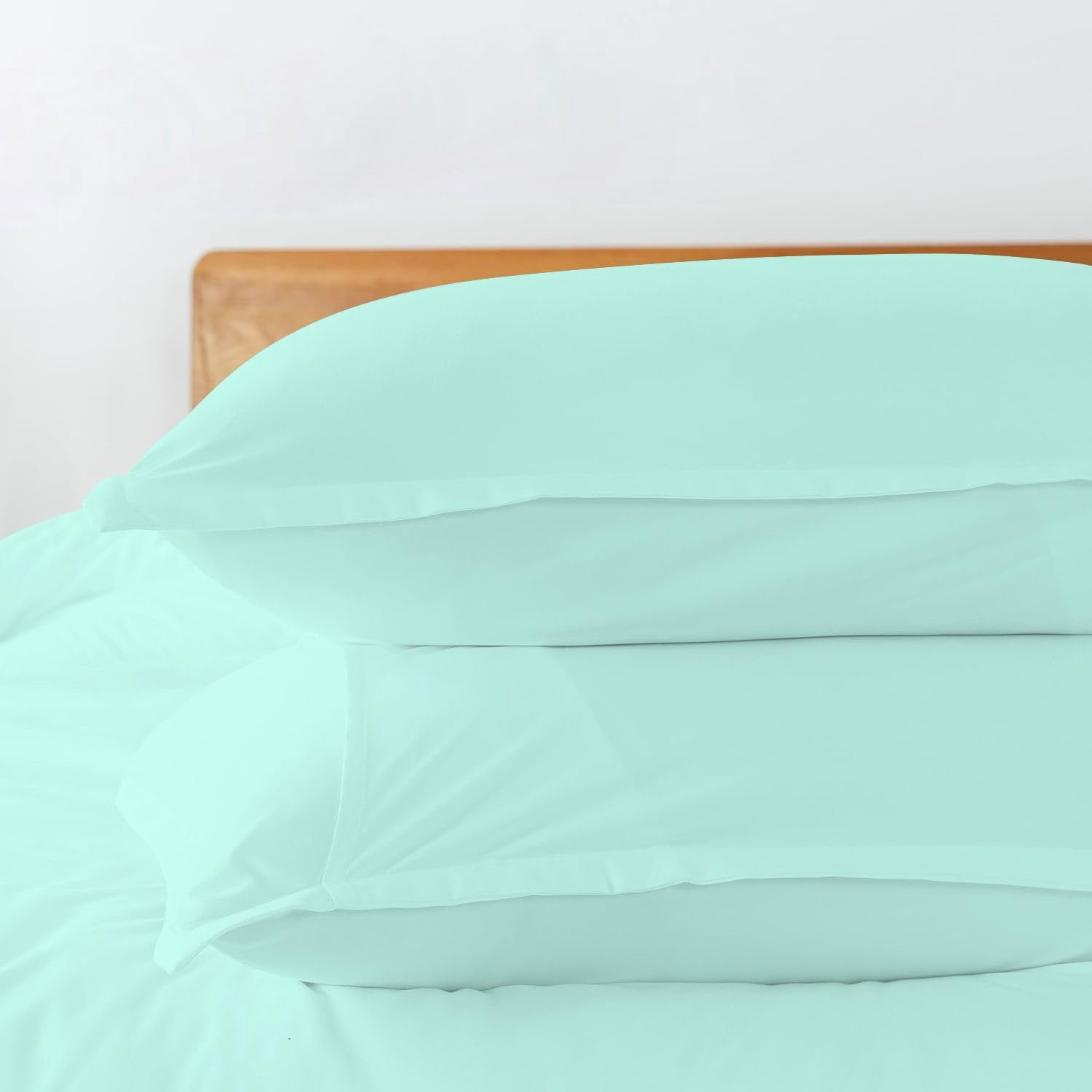 3 Piece Luxury Bottom Tie Pattern Comforter Set, 800 TC, 100% Egyptian Cotton, King/California King Size Aqua Blue Solid