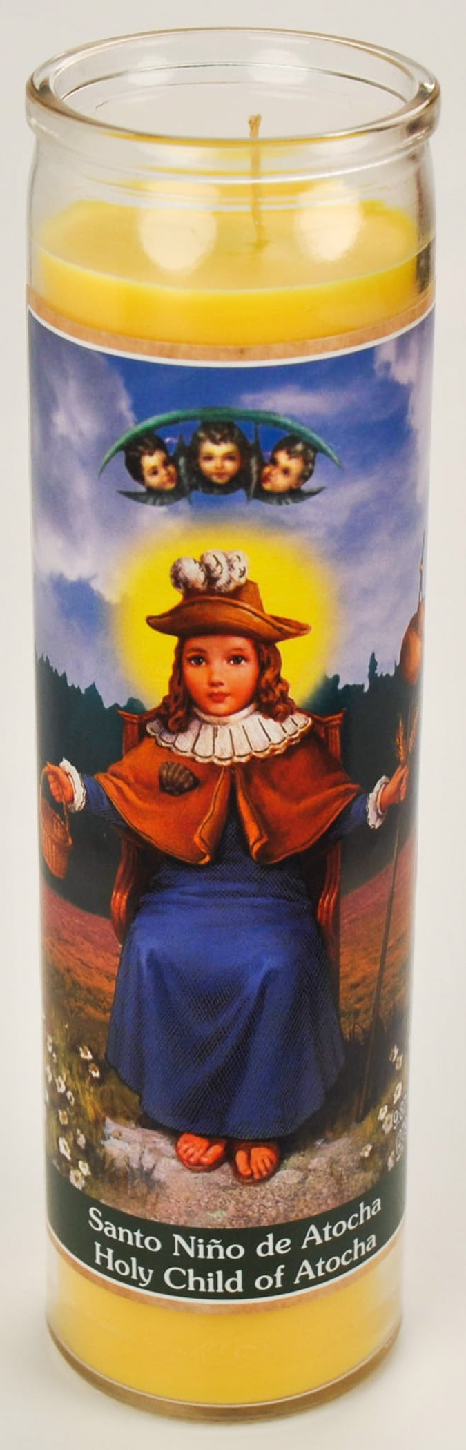 Prayer Candle Atocha Child Yellow Wax, 8 Inch