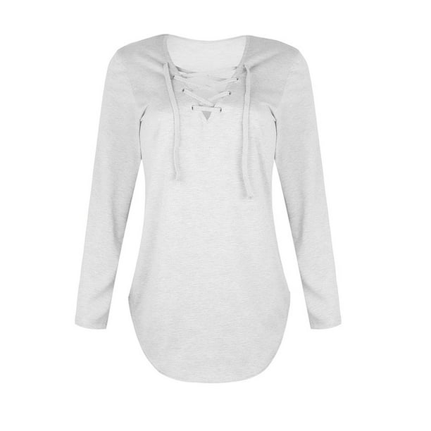 Lace up v neck shirt cheap