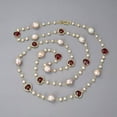 thumbnail image 5 of EOEMY 52'' Natural Pink Keshi Pearl Red Crystal Long Necklace Handmade For Women, 5 of 6