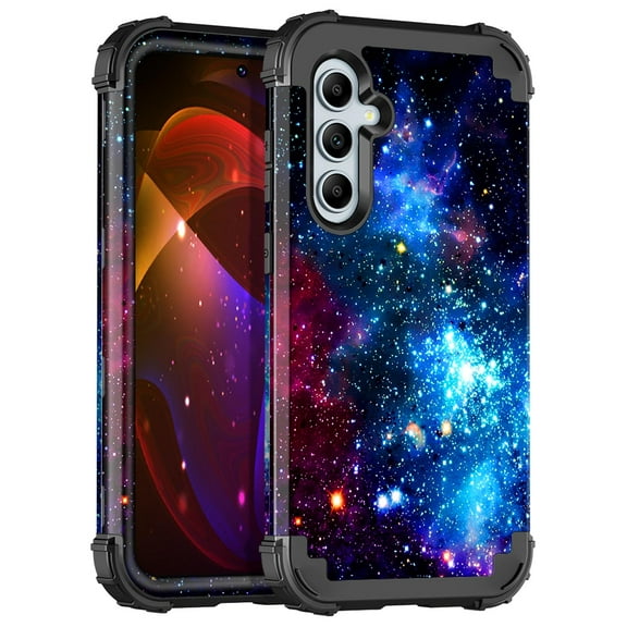 Casetego for Samsung Galaxy A55 5G/A35 5G Case,Glow in The Dark Three Layer Heavy Duty Shockproof Full Protection Hard Plastic Bumper Soft Silicone Protective Case,Shiny Blue