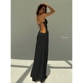 thumbnail image 5 of Black Spaghetti Strap Backless Maxi Dress With Tie-Up Detail, Elegant Evening Party Gown, 5 of 6