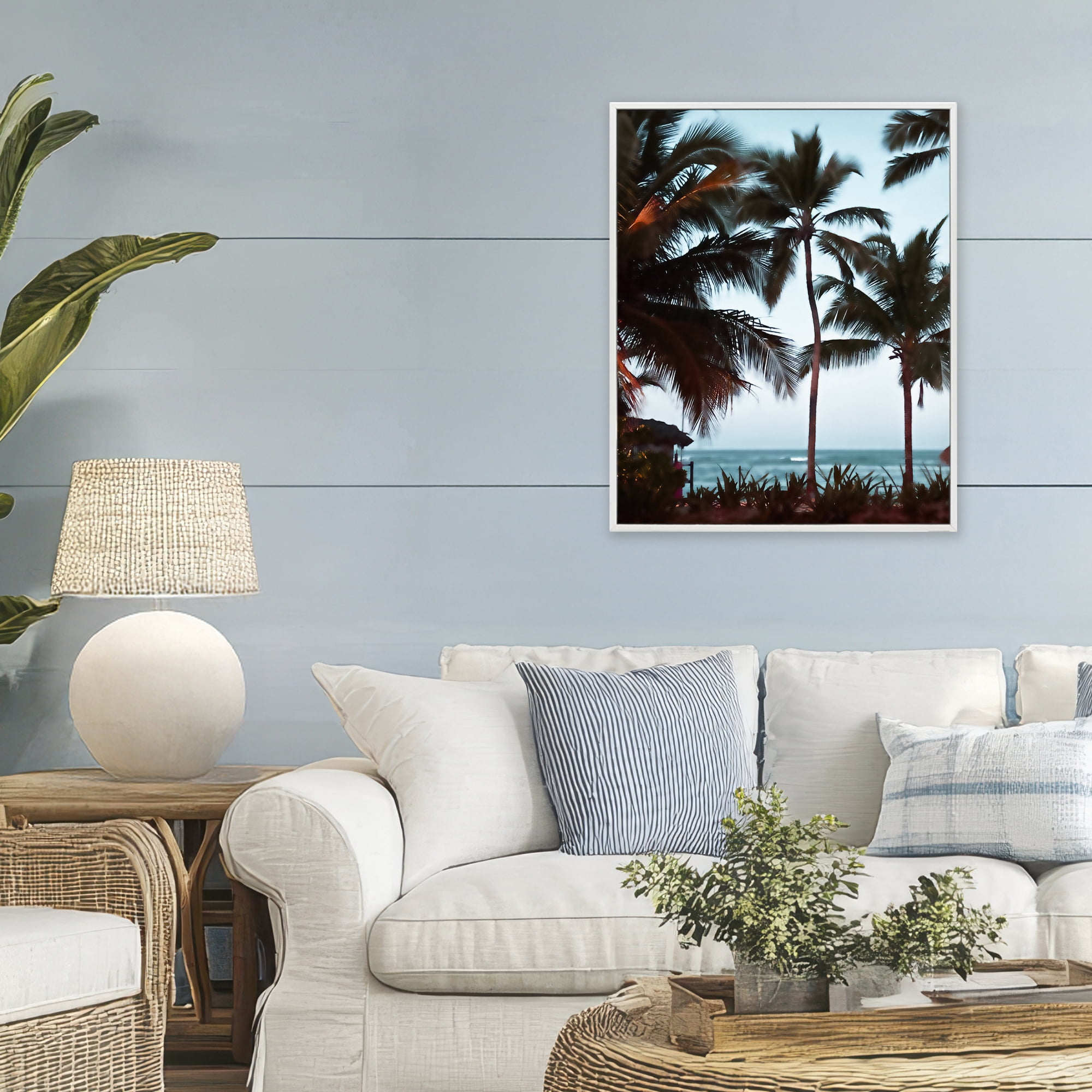 Stupell Industries Shady Palms Beachfront White Framed Giclee Art, design by Noah Bay