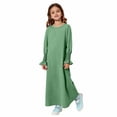 thumbnail image 1 of XQYLOS Robe Abaya Unie pour Filles Col Ras du Cou Kaftan de Prière Musulman Ramadan Tenue de Mosquée Confortable Robe Modeste Vêtements Islamiques de Tous les Jours, 1 of 4