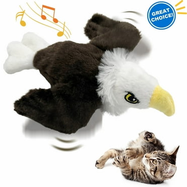 Furrygo Interactive Cat Toys Flapping Eagle for Indoor Cats Rechargeable Cat Toy Vivid Chirping, Automatic Beating Wings Kitty Toys with Catnip for Kitten Exercise, Hanging Toys Self Play