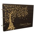 thumbnail image 1 of Wood Engraved Custom Scrapbook Personalized Handmade Tree Design Wedding Guest Book, 1 of 5